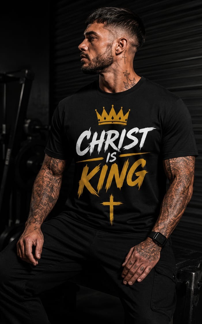 Christ Is King — Christ Is King Apparel black t-shirt, front